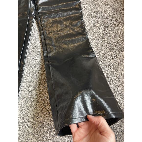 Zara NWT Vegan Shiny Faux Leather Straight Leg Pants Black Size 6 - Picture 2 of 11